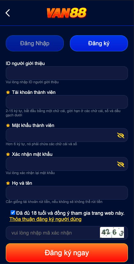 Đăng ký van88